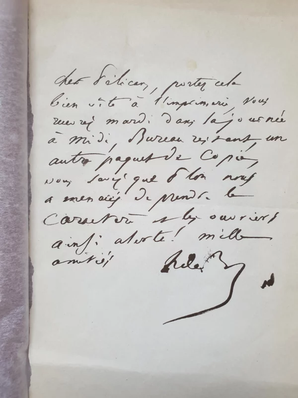 BALZAC Honoré - Facsimilé de lettre