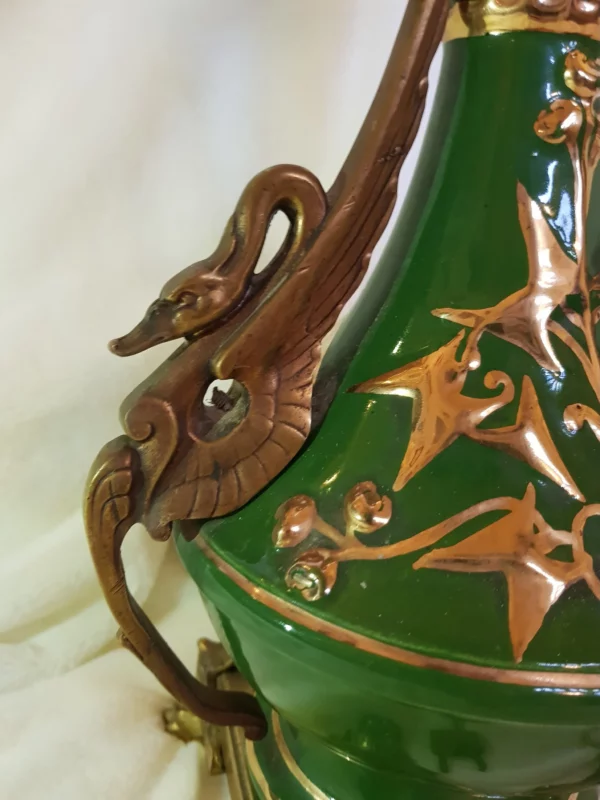 ART DECO - Lampe à pétrole verte électrifiée – Image 2