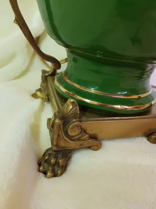 ART DECO - Lampe à pétrole verte électrifiée – Image 3