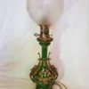 ART DECO - Lampe à pétrole verte électrifiée
