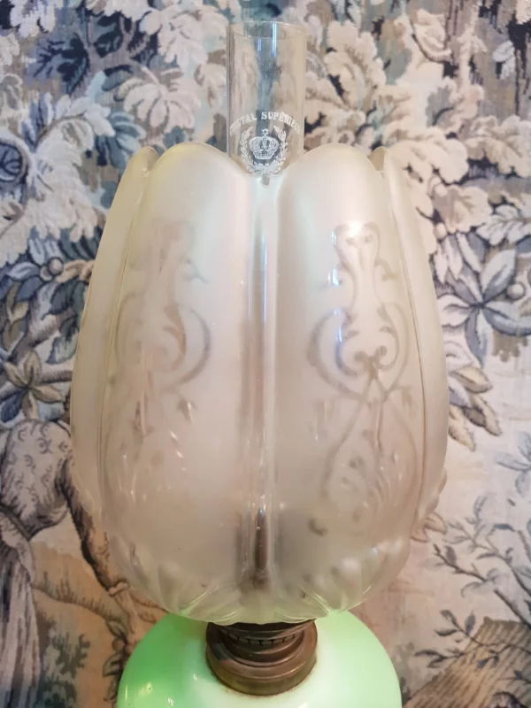 LAMPE À PETROLE en porcelaine verte – Image 7