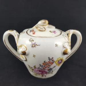 HOCHST - Pot à sucre en porcelaine, motif floral doré