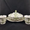MOUSTIER - Légumier couvert sur son plateau d’origine et 2 rinces-verres