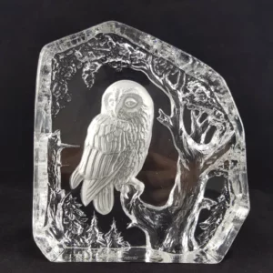 Bloc en Cristal GOEBEL - Chouette sur Branche (1981) (Vendu)