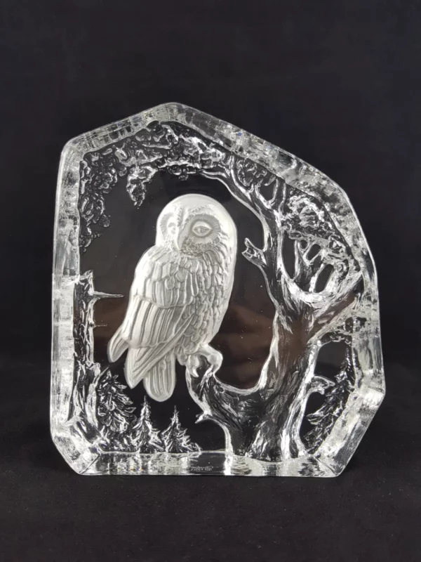 Bloc en Cristal GOEBEL - Chouette sur Branche (1981) (Vendu)