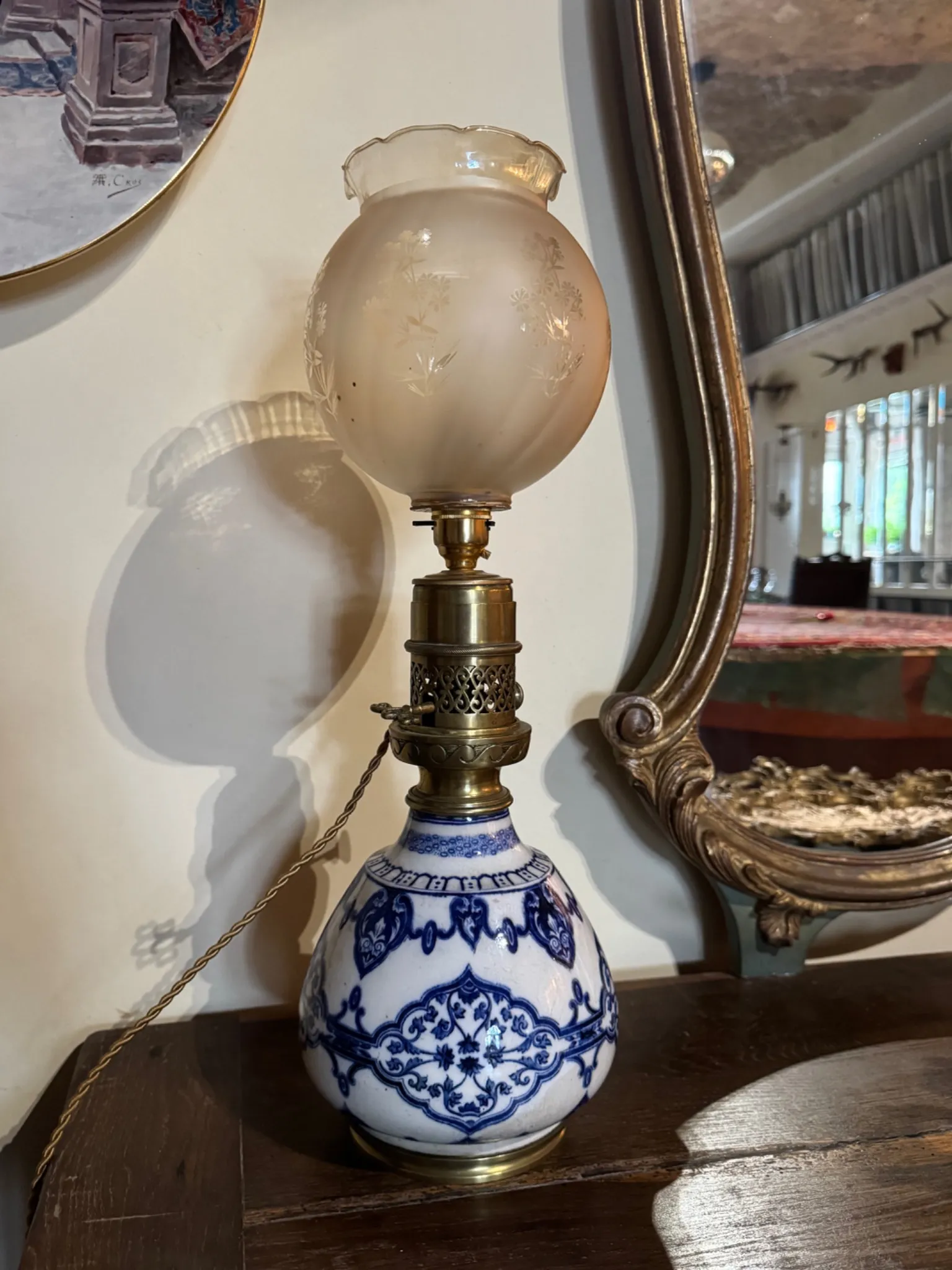 GAGNEAU PARIS - Lampe à pétrole transformée en lampe électrique