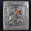 RUSSIE - ICÔNE religieuse de voyage en argent 925 – Vierge à l'Enfant