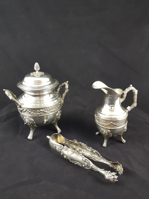 Lot : Élégant Service à Sucre en ARGENT MASSIF – 3 Pièces