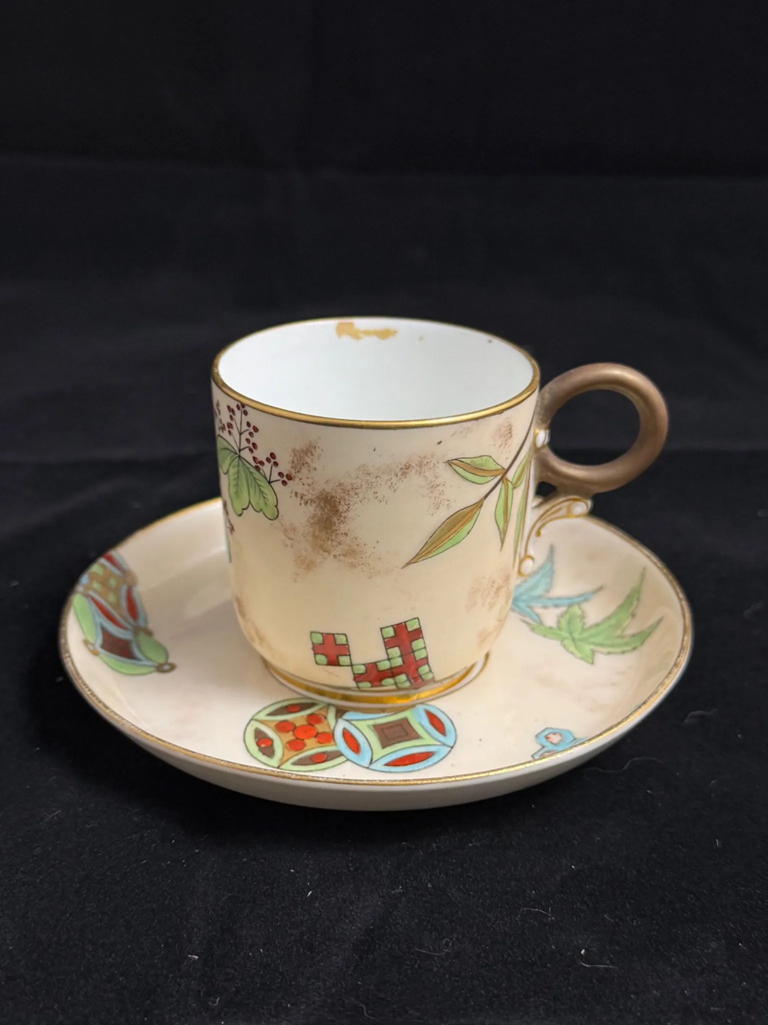 ROYAL WORCESTER (Angleterre) - Tasse et soucoupe en porcelaine décorée – Image 2
