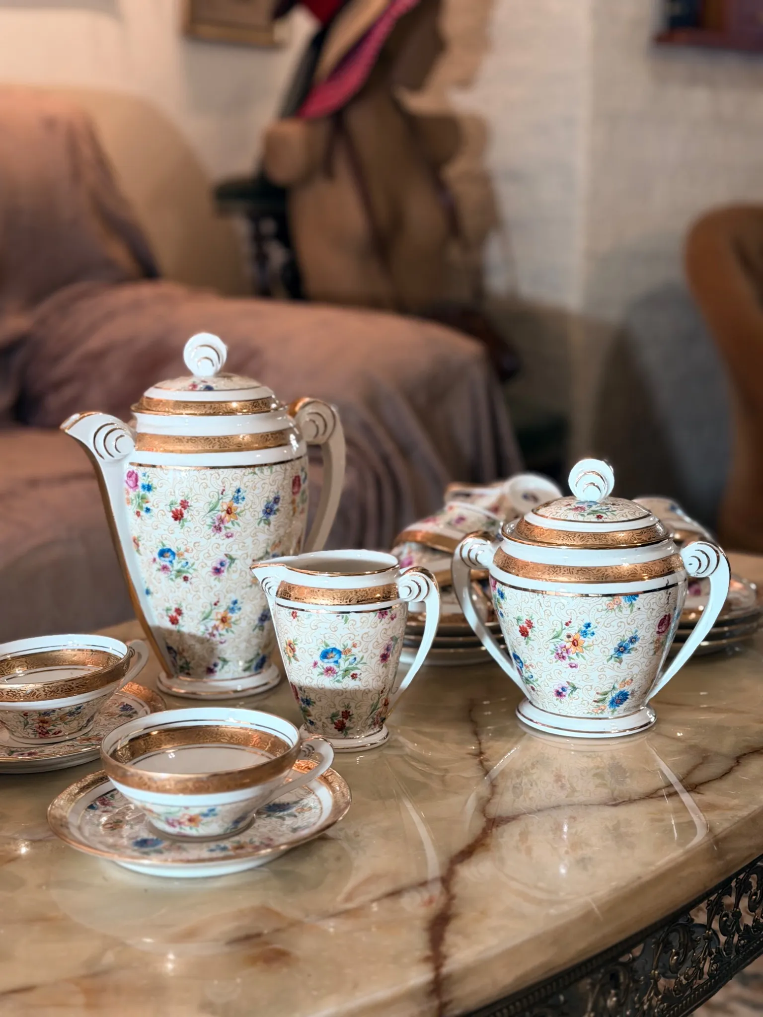 LIMOGES - Service à thé/café en porcelaine décorée – PL France